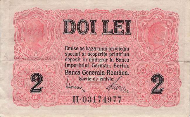 Rumänien 2 Lei ro.475 1917